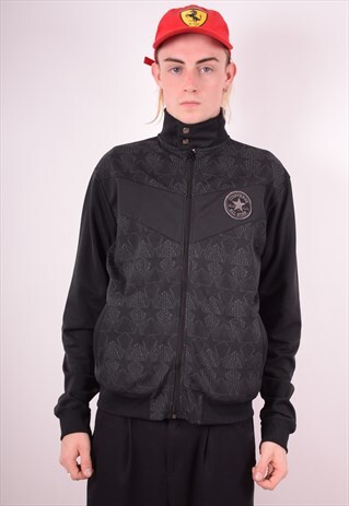 CONVERSE MENS VINTAGE TRACKSUIT TOP JACKET MEDIUM BLACK 90S