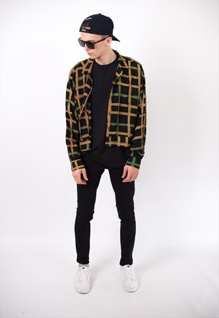 VINTAGE 90S CHECK CROPPED LONG SLEEVE SHIRT