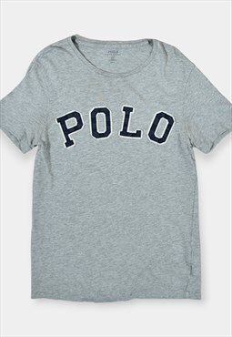 Vintage Women's Ralph Lauren Polo T-Shirt Spellout Grey