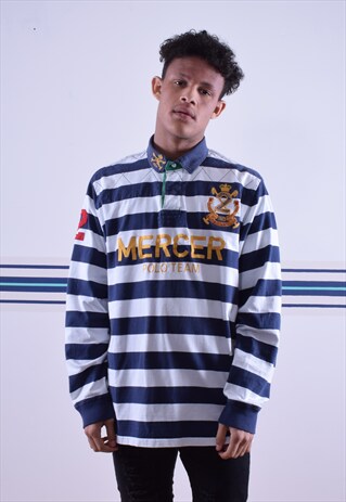 WHITE AND NAVY STRIPED RALPH LAUREN RUGBY SHIRT