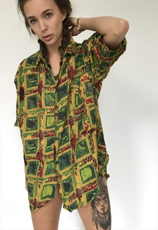 PATTERNED OVERSIZED RETRO VINTAGE UNISEX FESTIVAL SHIRT