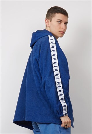 VINTAGE 90'S KAPPA BLUE FLEECE ZIP-UP HOODIE