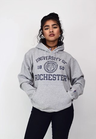 VINTAGE 90'S CHAMPION GREY UNIVERSITY HOODIE WITH POCKET