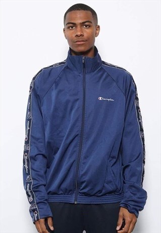 VINTAGE CHAMPION TAPE LOGO TRACK JACKET NAVY BLUE