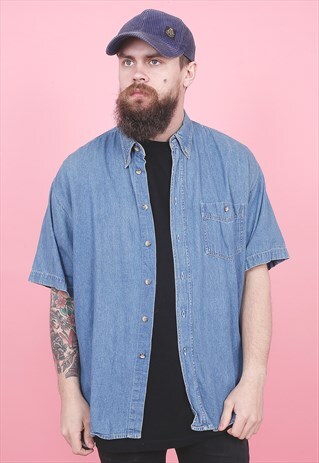 VINTAGE SHORT SLEEVED DENIM SHIRT /R12410