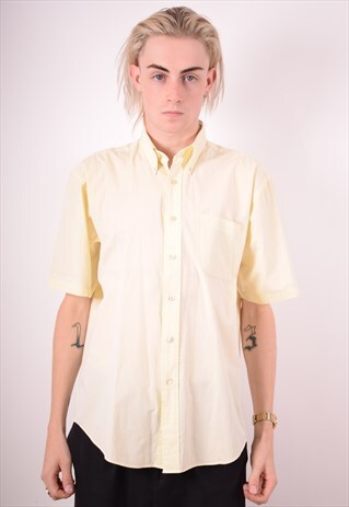 YVES SAINT LAURENT MENS VINTAGE SHIRT MEDIUM YELLOW 90S