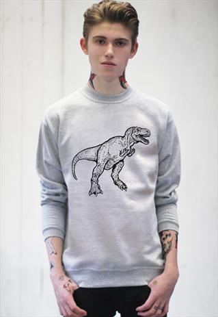 ART DISCO 'DINOSAUR' GREY T-REX SWEATSHIRT