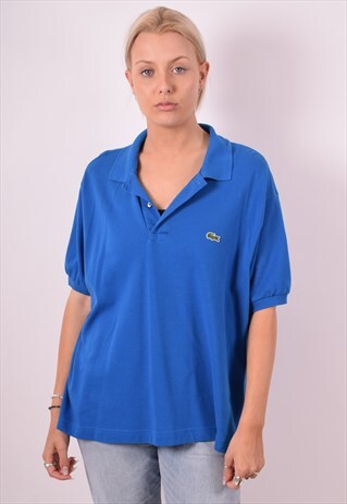 LACOSTE WOMENS VINTAGE POLO SHIRT XXL BLUE 90S