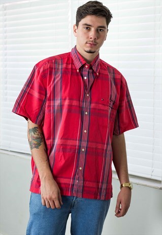VINTAGE TOMMY HILFIGER SHIRT LOGO 90S L 7.9