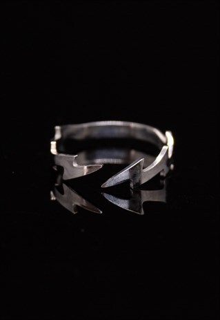 SILVER LIGHTNING BOLT RING FULLY ADJUSTABLE MENS RING JEWELR