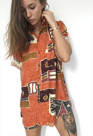 PATTERNED OVERSIZED RETRO VINTAGE UNISEX FESTIVAL SHIRT