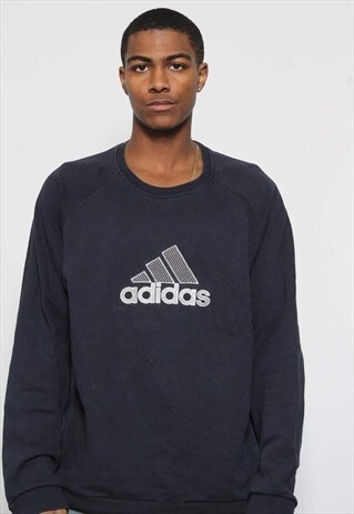 VINTAGE ADIDAS BIG LOGO SWEATSHIRT NAVY BLUE