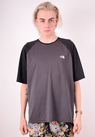 THE NORTH FACE MENS VINTAGE T-SHIRT TOP LARGE GREY 90S
