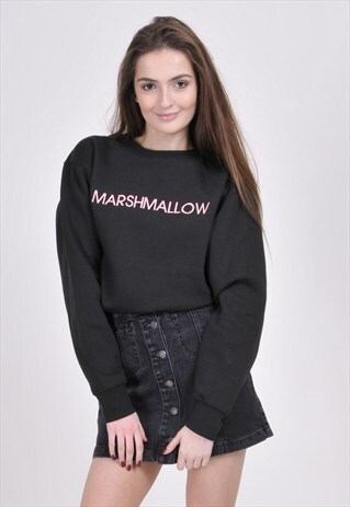 SALE - BLACK MARSHMALLOW (PINK) SWEATSHIRT - EMBROIDERED