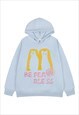 Cat print hoodie pteppy pullover punk jumper in blue