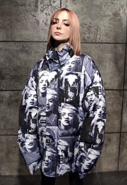 Marilyn Monroe jacket retro Hollywood grunge bomber in multi