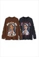 NUN SWEATSHIRT GOTHIC PRINT LONG SLEEVE TEE VINTAGE WASH TOP