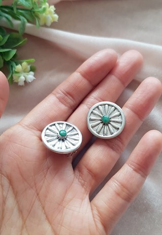 VINTAGE LARGE STERLING SILVER MODERNIST EARRINGS