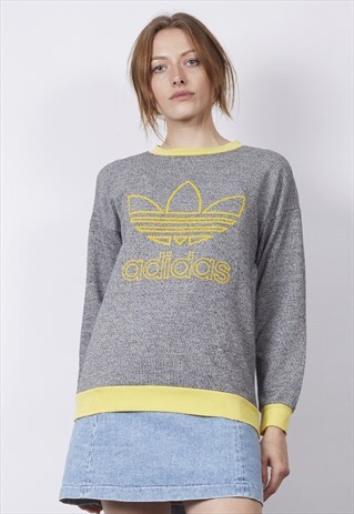 VINTAGE 80'S ADIDAS GREY/YELLOW SWEATER