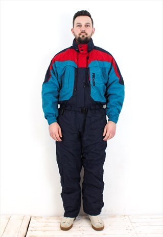80'S SKISUIT SNOWSUIT JUMPSUIT OVERALLS HOODED COVERALLS ZIP