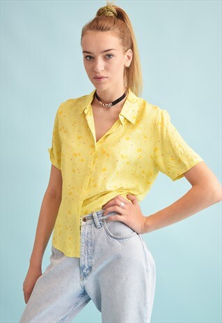 90'S RETRO ABSTRACT PRINT OVERSIZED MOMS BLOUSE TOP