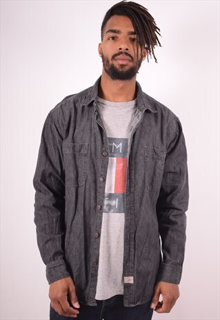 LEVI'S MENS VINTAGE DENIM SHIRT LARGE GREY 90S
