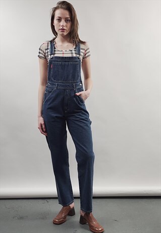 VINTAGE 90'S MIX UP DARK BLUE DUNGAREES