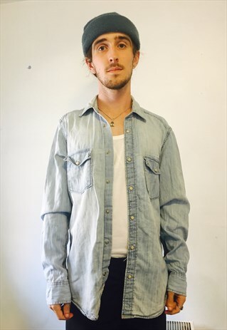 VINTAGE PALE BLUE DENIM SHIRT