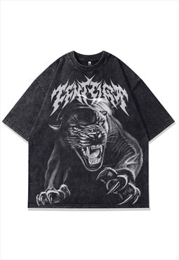 Puma t-shirt panther print tee wild cat top in vintage grey