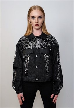 Sequin jacket patchwork party blazer embellished bomber