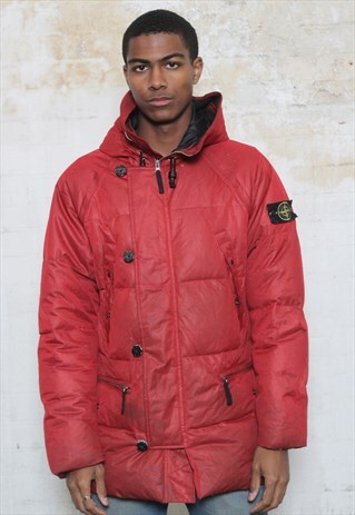 RARE VINTAGE STONE ISLAND DOWN PUFFER JACKET RED