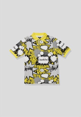 VINTAGE STUSSY ALL-OVER-PRINT INCREASE THE PEACE POLO SHIRT