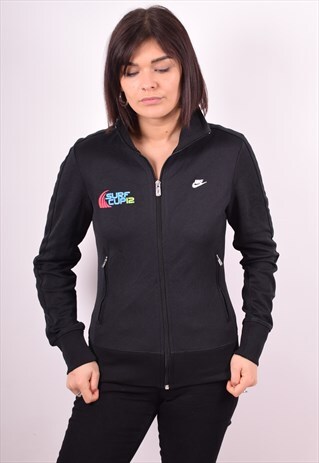 NIKE WOMENS VINTAGE TRACKSUIT TOP JACKET SMALL BLACK