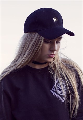 ART DISCO 'PEACE OUT' YIN YANG DAD CAP IN BLACK