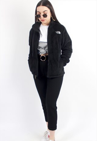 90'S RETRO BLACK FLUFFY TEDDY-STYLE FLEECE JACKET