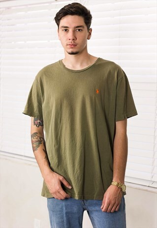 VINTAGE POLO RALPH LAUREN T-SHIRT LOGO 90S L 6.4