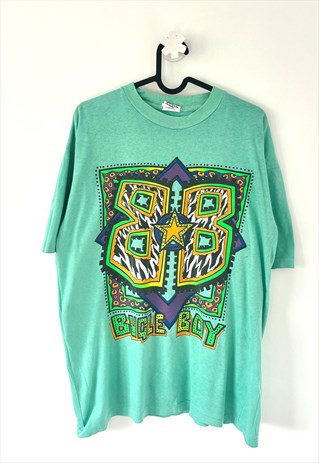 Vintage bugle boy green 1980s single stitch T-shirt medium 