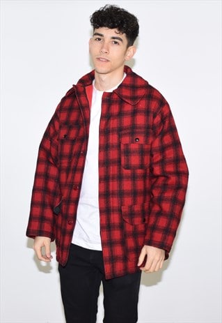 VINTAGE 90S RED WOOLRICH HUNTING JACKET