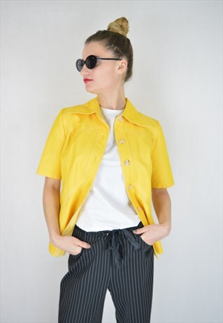 VINTAGE YELLOW DENIM RETRO BLOUSE