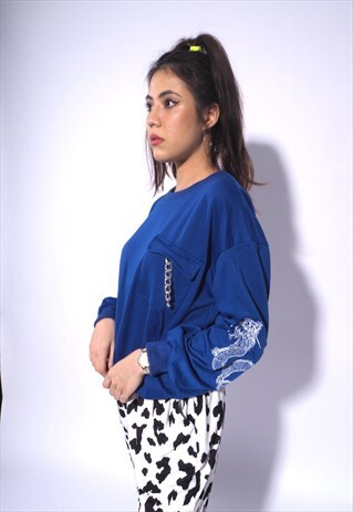 DRAGON EMBROIDERY LONG SLEEVE SWEATSHIRT
