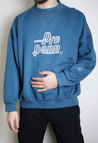 VINTAGE PRO PENN JUMPER GREEN EMBROIDERED DETAILS MENS LARGE