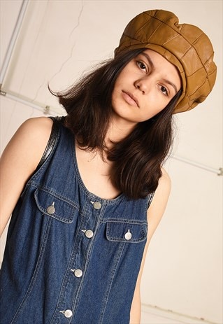 70'S BOHO RETRO REAL LEATHER PARIS CHIC BERET
