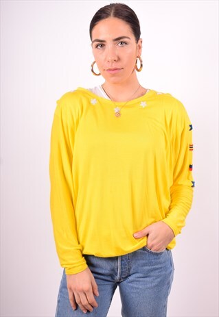 WOMENS VINTAGE TOP LONG SLEEVE MEDIUM YELLOW 90'S