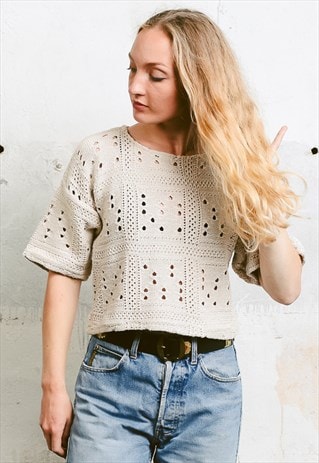 VINTAGE 90S CROCHET TOP CROP JUMPER