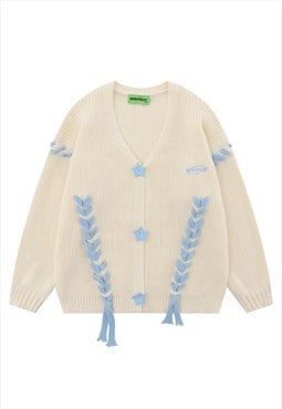 Distressed tassels cardigan knitted jumper button up top