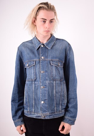 CERRUTI MENS VINTAGE DENIM JACKET MEDIUM BLUE 90S