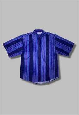 vintage blue striped XL 90s short sleeve shirt 