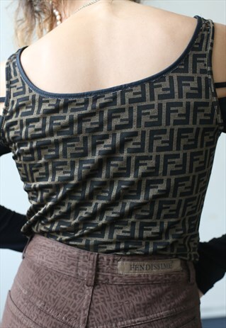 VINTAGE RARE FENDI ZUCCA PRINT CAMI VEST 90'S TOP