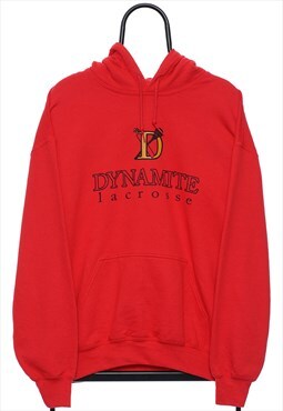 Vintage Dynamite Lacrosse Graphic Red Hoodie Womens
