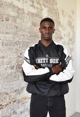 VINTAGE ADIDAS WHITE SOX BASEBALL JACKET IN BLACK AND WHITE